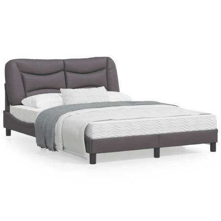 Bettgestell mit Kopfteil aus grauem Kunstleder 140x200cm von , Betten und Lattenroste - Ref: Foro24-3208005, Preis: 214,21 €,...