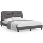 Bed frame with headboard gray synthetic leather 140x200cm by , Beds and slatted bases - Ref: Foro24-3208005, Price: 209,34 €,...