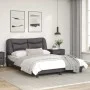 Bed frame with headboard gray synthetic leather 140x200cm by , Beds and slatted bases - Ref: Foro24-3208005, Price: 209,34 €,...