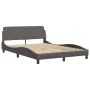 Bed frame with headboard gray synthetic leather 140x200cm by , Beds and slatted bases - Ref: Foro24-3208005, Price: 209,34 €,...