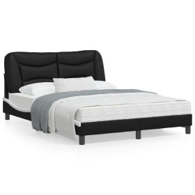Black white synthetic leather headboard bed frame 140x200cm by , Beds and slatted bases - Ref: Foro24-3208007, Price: 227,73 ...