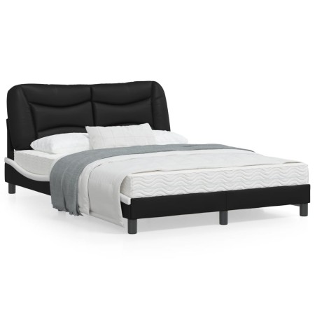 Black white synthetic leather headboard bed frame 140x200cm by , Beds and slatted bases - Ref: Foro24-3208007, Price: 227,73 ...