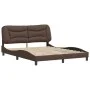 Brown synthetic leather headboard bed frame 160x200 cm by , Beds and slatted bases - Ref: Foro24-3208011, Price: 264,22 €, Di...