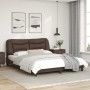 Bettgestell mit Kopfteil aus braunem Kunstleder, 160 x 200 cm von , Betten und Lattenroste - Ref: Foro24-3208011, Preis: 268,...