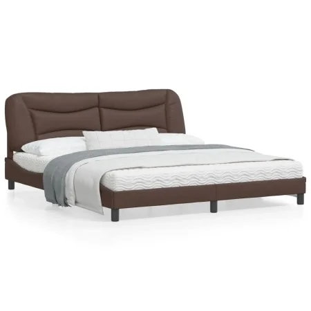 Brown synthetic leather headboard bed frame 180x200 cm by , Beds and slatted bases - Ref: Foro24-3208018, Price: 263,16 €, Di...