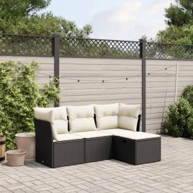 4-teilige Gartensofagarnitur mit schwarzen synthetischen Rattankissen von , Gartensets - Ref: Foro24-3263112, Preis: 238,93 €...