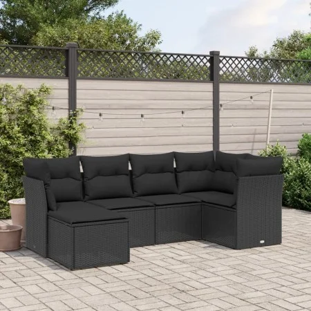 6-piece garden sofa set and black synthetic rattan cushions by , Garden sets - Ref: Foro24-3263171, Price: 388,62 €, Discount: %