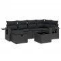 Set de comedor de jardín 7 pzas y cojines ratán sintético negro de , Conjuntos de jardín - Ref: Foro24-3263801, Precio: 463,8...