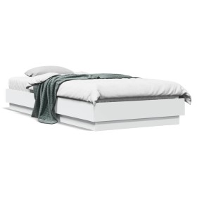 Bed frame with white LED lights 100x200 cm by , Beds and slatted bases - Ref: Foro24-839504, Price: 108,09 €, Discount: %