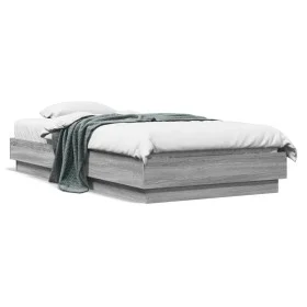 Bed frame with LED lights Sonoma gray 90x190 cm by , Beds and slatted bases - Ref: Foro24-839544, Price: 102,68 €, Discount: %