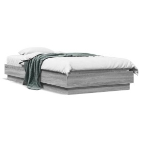 Estructura de cama con luces LED gris Sonoma 90x190 cm de , Camas y somieres - Ref: Foro24-839544, Precio: 103,98 €, Descuent...