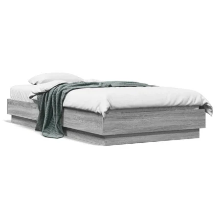 Bed frame with LED lights Sonoma gray 90x190 cm by , Beds and slatted bases - Ref: Foro24-839544, Price: 102,68 €, Discount: %