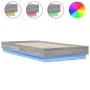 Bed frame with LED lights Sonoma gray 90x190 cm by , Beds and slatted bases - Ref: Foro24-839544, Price: 102,68 €, Discount: %