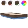 Oak brown bed frame with LED lights 75x190 cm by , Beds and slatted bases - Ref: Foro24-839552, Price: 99,58 €, Discount: %