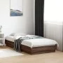 Oak brown bed frame with LED lights 75x190 cm by , Beds and slatted bases - Ref: Foro24-839552, Price: 99,58 €, Discount: %
