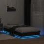 Oak brown bed frame with LED lights 75x190 cm by , Beds and slatted bases - Ref: Foro24-839552, Price: 99,58 €, Discount: %