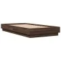 Oak brown bed frame with LED lights 75x190 cm by , Beds and slatted bases - Ref: Foro24-839552, Price: 99,58 €, Discount: %