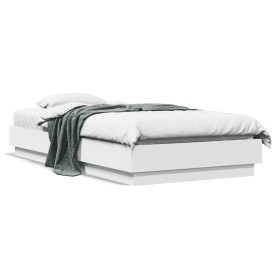Estructura de cama con luces LED blanco 75x190 cm