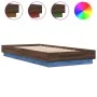 Bed frame with LED lights brown oak 100x200 cm by , Beds and slatted bases - Ref: Foro24-839510, Price: 105,34 €, Discount: %