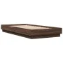 Bed frame with LED lights brown oak 100x200 cm by , Beds and slatted bases - Ref: Foro24-839510, Price: 105,34 €, Discount: %