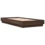 Bed frame with LED lights brown oak 100x200 cm by , Beds and slatted bases - Ref: Foro24-839510, Price: 105,34 €, Discount: %