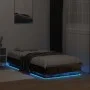 Estructura de cama con luces LED roble ahumado 75x190 cm de , Camas y somieres - Ref: Foro24-839550, Precio: 96,24 €, Descuen...