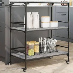 Sonoma gray engineered wood kitchen cart 100.5x50x105 cm by , Kitchen and dining carts - Ref: Foro24-842334, Price: 82,59 €, ...