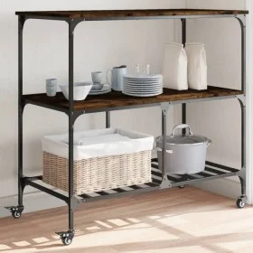 Smoked oak engineered wood kitchen cart 100x50x95 cm by , Kitchen and dining carts - Ref: Foro24-842308, Price: 83,21 €, Disc...