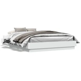 Bed frame with white LED lights 140x200 cm by , Beds and slatted bases - Ref: Foro24-3209793, Price: 180,00 €, Discount: %