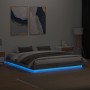 Bed frame with LED lights Sonoma gray 200x200 cm by , Beds and slatted bases - Ref: Foro24-3209770, Price: 161,76 €, Discount: %