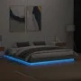 Bed frame with LED lights Sonoma gray 200x200 cm by , Beds and slatted bases - Ref: Foro24-3209770, Price: 159,74 €, Discount: %