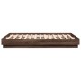 Estructura de cama con luces LED roble marrón 135x190 cm de , Camas y somieres - Ref: Foro24-3209820, Precio: 142,49 €, Descu...