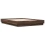 Bed frame with LED lights brown oak 135x190 cm by , Beds and slatted bases - Ref: Foro24-3209820, Price: 140,72 €, Discount: %