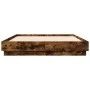 Smoked oak engineered wood bed frame 135x190cm by , Beds and slatted bases - Ref: Foro24-3209881, Price: 128,39 €, Discount: %