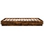 Smoked oak engineered wood bed frame 135x190cm by , Beds and slatted bases - Ref: Foro24-3209881, Price: 134,21 €, Discount: %