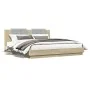 Bed frame headboard LED lights Sonoma oak 200x200 cm by , Beds and slatted bases - Ref: Foro24-3209984, Price: 243,73 €, Disc...