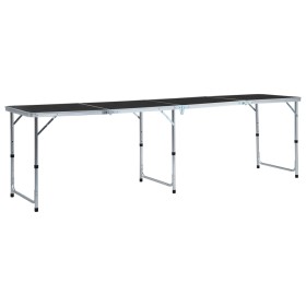 Mesa de camping plegable de aluminio gris 240x60 cm