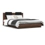 Oak brown headboard bed frame and LED lights 150x200 cm by , Beds and slatted bases - Ref: Foro24-3210009, Price: 203,50 €, D...