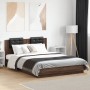 Oak brown headboard bed frame and LED lights 150x200 cm by , Beds and slatted bases - Ref: Foro24-3210009, Price: 203,50 €, D...