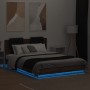 Oak brown headboard bed frame and LED lights 150x200 cm by , Beds and slatted bases - Ref: Foro24-3210009, Price: 203,50 €, D...