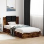 Estructura de cama cabecero luces LED roble ahumado 90x200 cm de , Camas y somieres - Ref: Foro24-3210035, Precio: 166,11 €, ...
