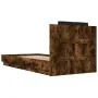 Bed frame headboard LED lights smoked oak 90x200 cm by , Beds and slatted bases - Ref: Foro24-3210035, Price: 164,27 €, Disco...