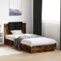 Bed frame headboard LED lights smoked oak 100x200 cm by , Beds and slatted bases - Ref: Foro24-3210028, Price: 171,35 €, Disc...