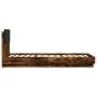 Bed frame headboard LED lights smoked oak 100x200 cm by , Beds and slatted bases - Ref: Foro24-3210028, Price: 171,35 €, Disc...