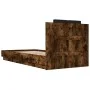 Bed frame headboard LED lights smoked oak 100x200 cm by , Beds and slatted bases - Ref: Foro24-3210028, Price: 171,35 €, Disc...