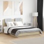 Estructura de cama cabecero luces LED roble Sonoma 140x190 cm de , Camas y somieres - Ref: Foro24-3210040, Precio: 185,35 €, ...