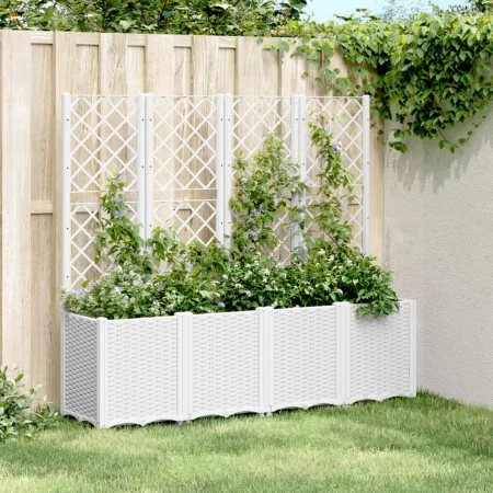 Planter with white PP trellis 160x40x140 cm by , Pots and planters - Ref: Foro24-367874, Price: 209,20 €, Discount: %