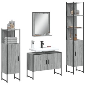 Sonoma gray plywood 4-piece bathroom cabinet set by , Bathroom furniture - Ref: Foro24-3214362, Price: 229,84 €, Discount: %