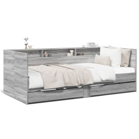 Tumbona con cajones madera ingeniería gris Sonoma 100x200 cm de , Camas y somieres - Ref: Foro24-3280844, Precio: 210,54 €, D...