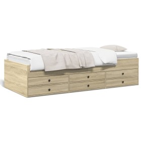Tumbona con cajones madera ingeniería roble Sonoma 75x190 cm de , Camas y somieres - Ref: Foro24-3280890, Precio: 163,42 €, D...